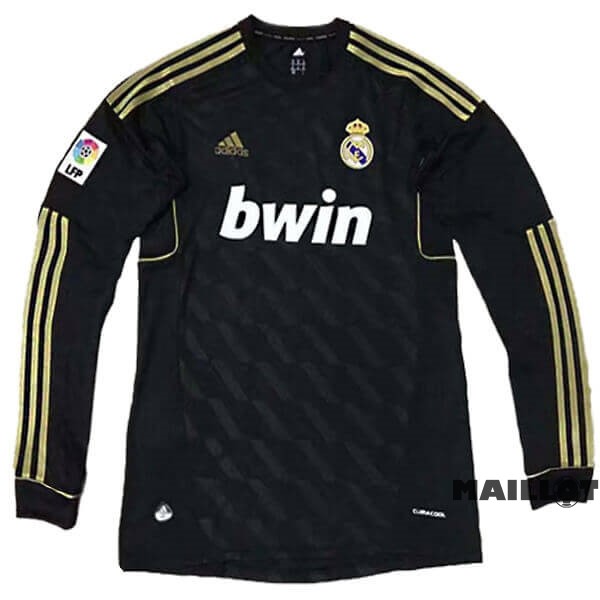 Foot Maillot Pas Cher Exterieur Manches Longues Real Madrid Retro 2011 2012 Noir