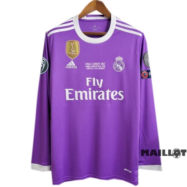 Foot Maillot Pas Cher Exterieur Manches Longues Real Madrid Retro 2016 2017 I Purpura