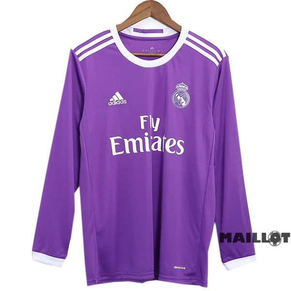 Foot Maillot Pas Cher Exterieur Manches Longues Real Madrid Retro 2016 2017 Purpura