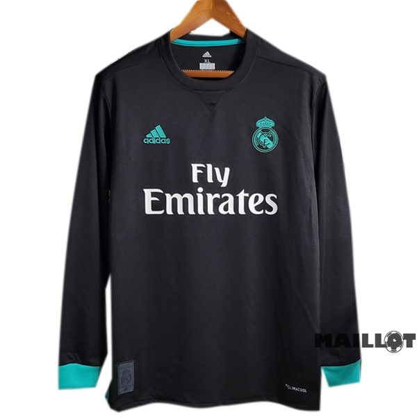 Foot Maillot Pas Cher Exterieur Manches Longues Real Madrid Retro 2017 2018 Noir