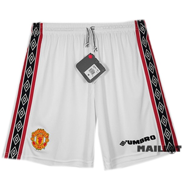 Foot Maillot Pas Cher Exterieur Pantalon Manchester United Retro 1998 1999 Blanc