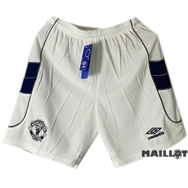 Foot Maillot Pas Cher Exterieur Pantalon Manchester United Retro 2000 2001 Blanc