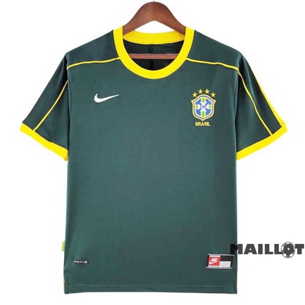 Foot Maillot Pas Cher Gardien Maillot Brésil Retro 1998 Vert