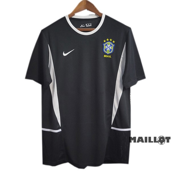 Foot Maillot Pas Cher Gardien Maillot Brésil Retro 2002 Noir