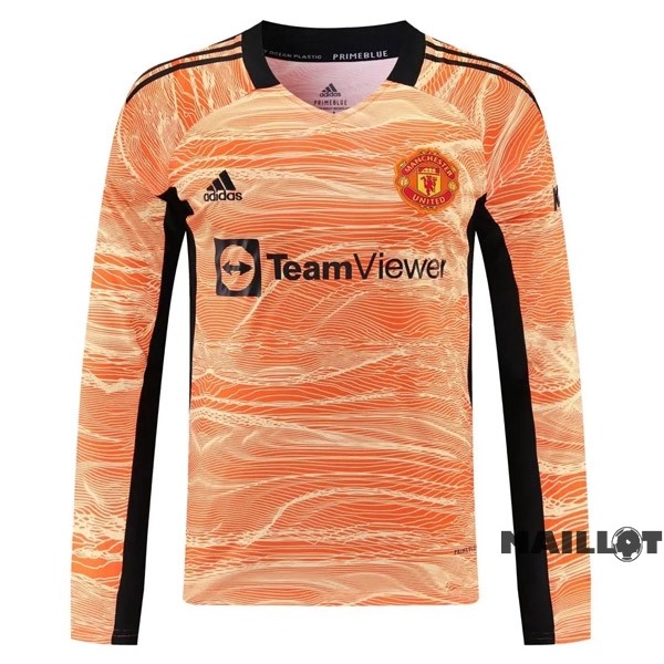 Foot Maillot Pas Cher Maillot Manches Longues Gardien Manchester United 2021 2022 Orange