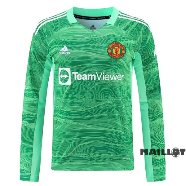 Foot Maillot Pas Cher Maillot Manches Longues Gardien Manchester United 2021 2022 Vert