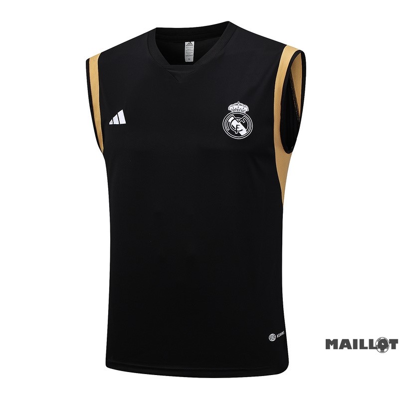 Foot Maillot Pas Cher Maillot Sans Manches Real Madrid 2023 2024 Noir Jaune