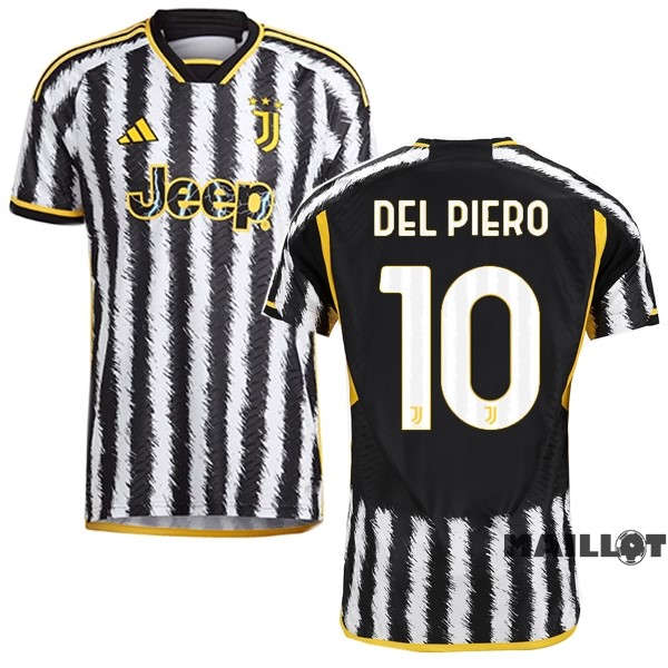 Foot Maillot Pas Cher NO.10 Del Piero Thailande Domicile Joueurs Maillot Juventus 2023 2024 Jaune Noir