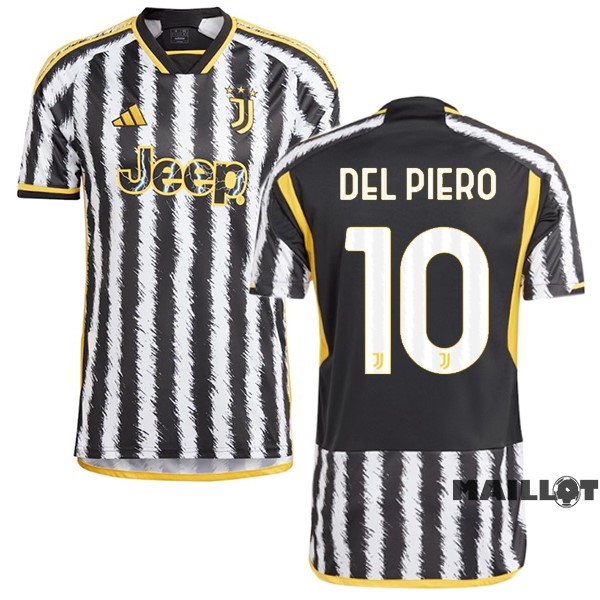 Foot Maillot Pas Cher NO.10 Del Piero Thailande Domicile Maillot Juventus 2023 2024 Jaune Noir