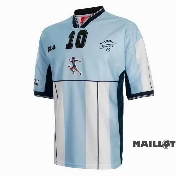 Foot Maillot Pas Cher NO.10 Maradona Domicile Maillot Argentine Retro 2001 Bleu