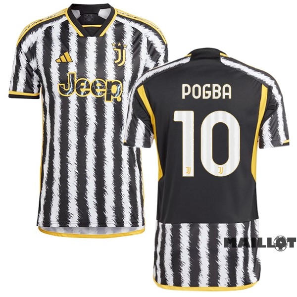 Foot Maillot Pas Cher NO.10 Pogba Thailande Domicile Maillot Juventus 2023 2024 Jaune Noir