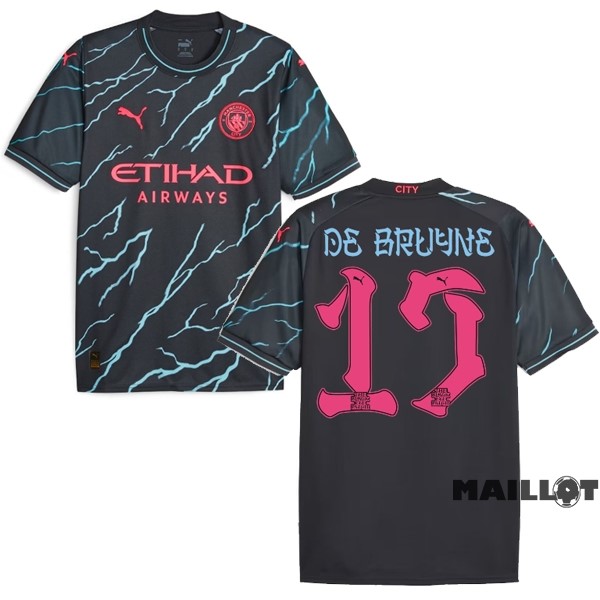 Foot Maillot Pas Cher NO.17 De Bruyne Third Maillot Manchester City 2023 2024 Noir