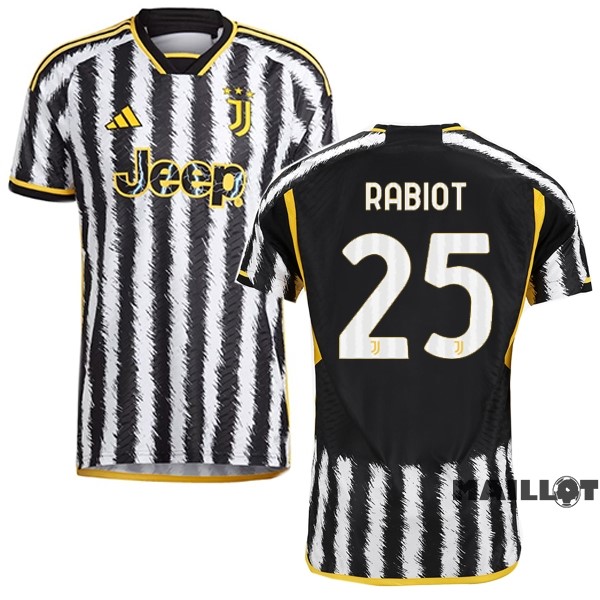 Foot Maillot Pas Cher NO.25 Rabiot Thailande Domicile Joueurs Maillot Juventus 2023 2024 Jaune Noir