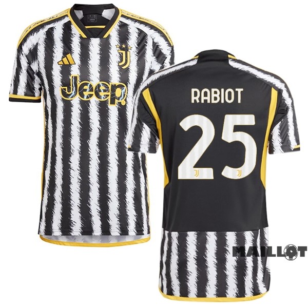 Foot Maillot Pas Cher NO.25 Rabiot Thailande Domicile Maillot Juventus 2023 2024 Jaune Noir