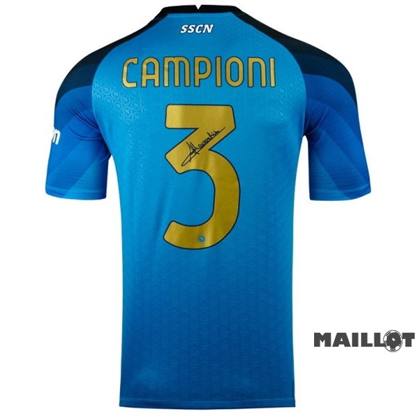 Foot Maillot Pas Cher NO.3 Campioni Thailande Domicile Maillot Napoli 2022 2023 Bleu