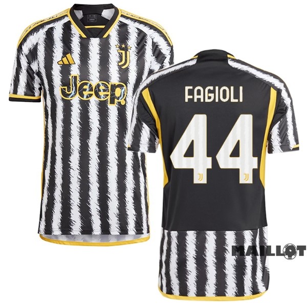 Foot Maillot Pas Cher NO.44 Fagioli Thailande Domicile Maillot Juventus 2023 2024 Jaune Noir