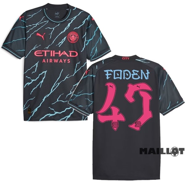 Foot Maillot Pas Cher NO.47 Foden Third Maillot Manchester City 2023 2024 Noir