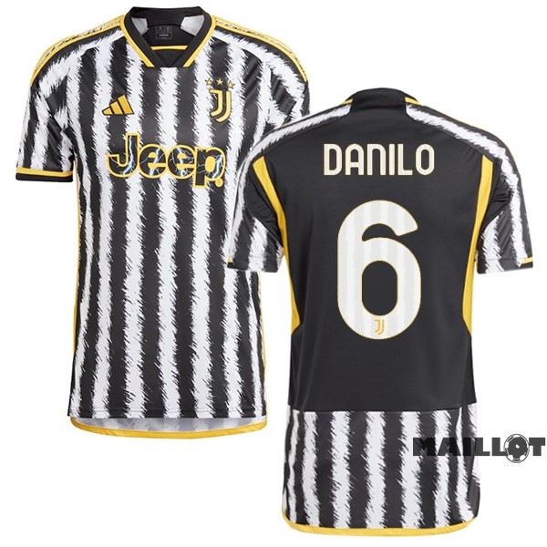 Foot Maillot Pas Cher NO.6 Danilo Thailande Domicile Maillot Juventus 2023 2024 Jaune Noir