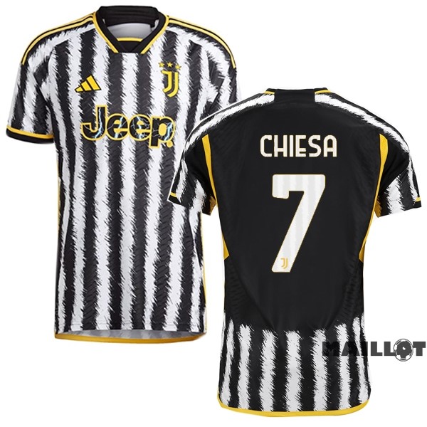 Foot Maillot Pas Cher NO.7 Chiesa Thailande Domicile Joueurs Maillot Juventus 2023 2024 Jaune Noir