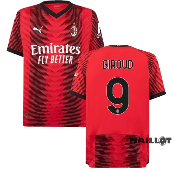 Foot Maillot Pas Cher NO.9 Giroud Thailande Domicile Maillot AC Milan 2023 2024 Rouge