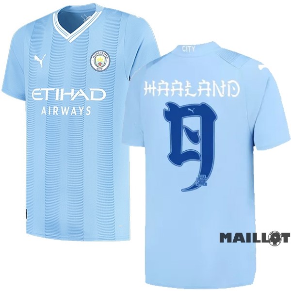 Foot Maillot Pas Cher NO.9 Haaland Domicile Maillot Manchester City 2023 2024 Bleu