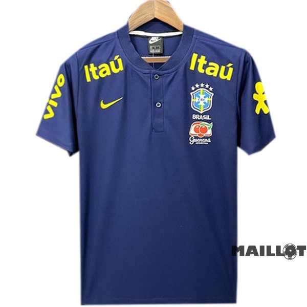 Foot Maillot Pas Cher Polo Brésil 2022 Bleu Marine