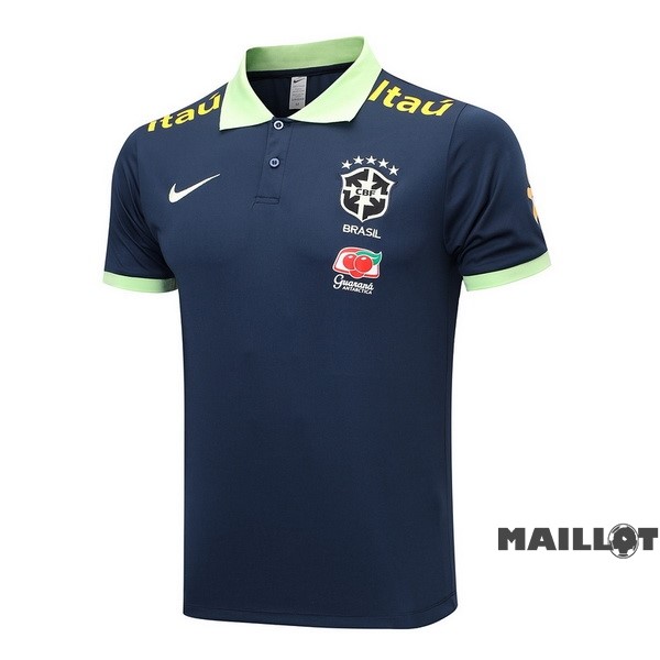 Foot Maillot Pas Cher Polo Brésil 2023 Bleu Marine I Vert