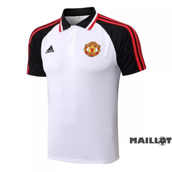 Foot Maillot Pas Cher Polo Manchester United 2022 2023 Blanc Noir Rouge