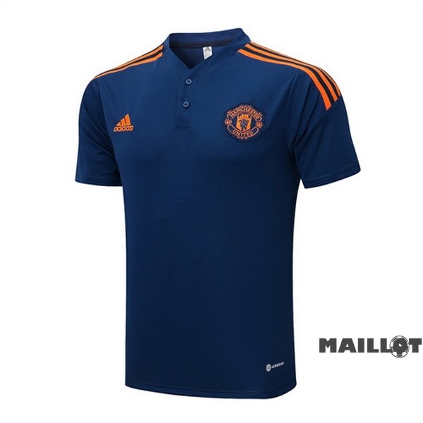 Foot Maillot Pas Cher Polo Manchester United 2022 2023 Bleu Orange