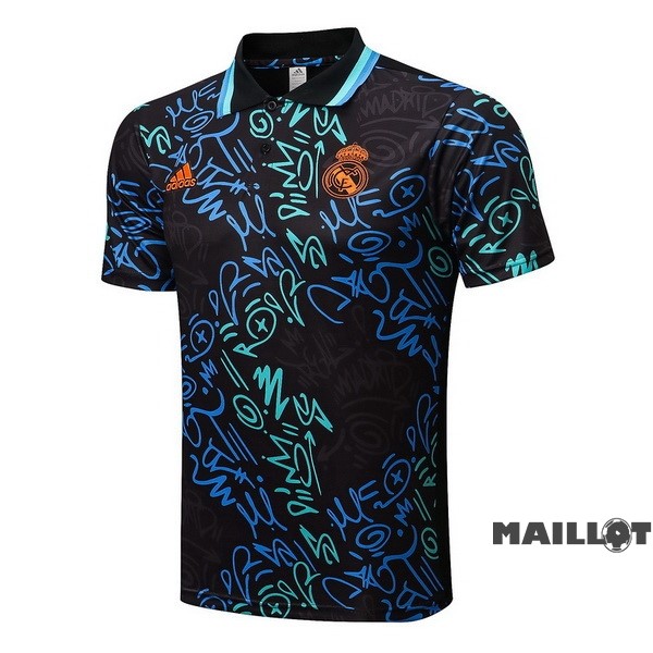 Foot Maillot Pas Cher Polo Real Madrid 2022 2023 Noir Vert Bleu