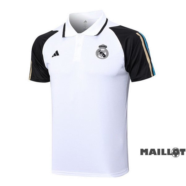 Foot Maillot Pas Cher Polo Real Madrid 2023 2024 Blanc Noir