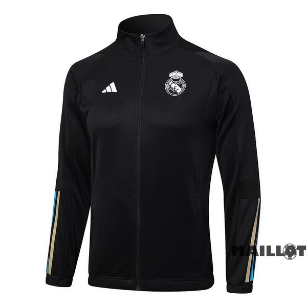 Foot Maillot Pas Cher Ropa Deportiva Con Cremallera Larga Real Madrid 2023 2024 Noir