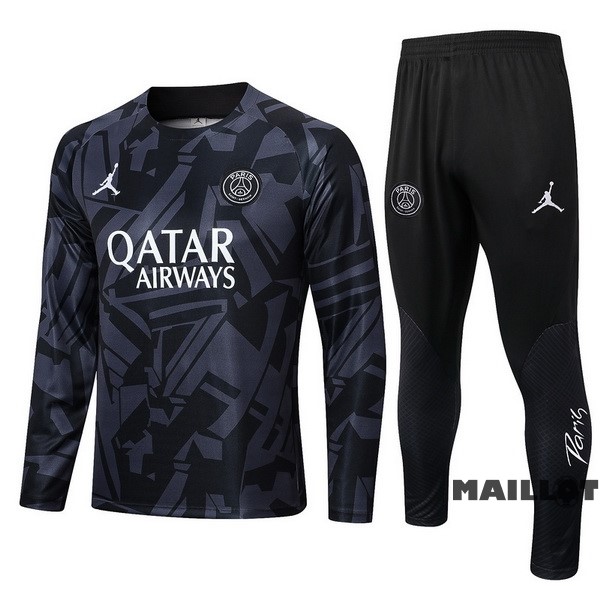 Foot Maillot Pas Cher Survêtements Enfant Paris Saint Germain 2022 2023 Gris Noir