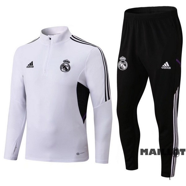 Foot Maillot Pas Cher Survêtements Enfant Real Madrid 2022 2023 Blanc II Noir