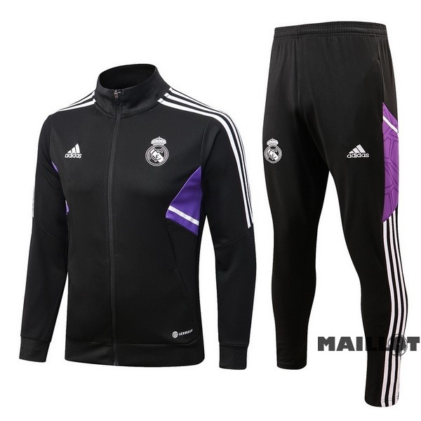 Foot Maillot Pas Cher Survêtements Enfant Real Madrid 2022 2023 Noir I Purpura