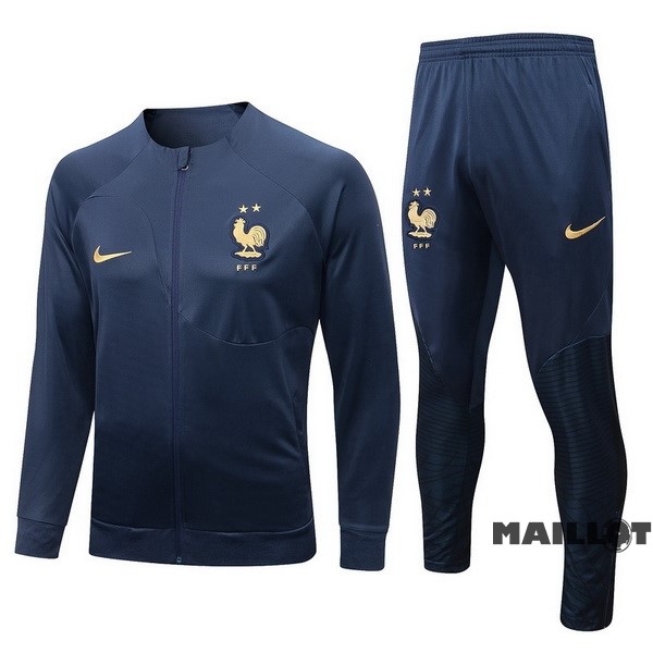 Foot Maillot Pas Cher Survêtements France 2022 Bleu IIII Marine