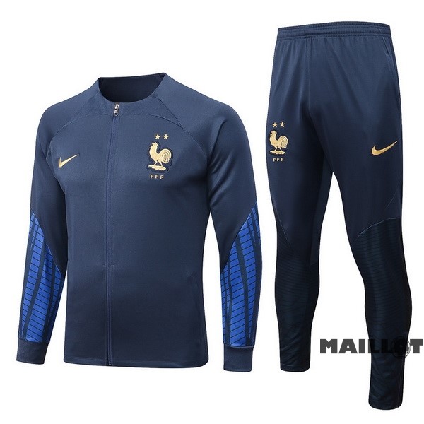 Foot Maillot Pas Cher Survêtements France 2022 Bleu III Marine