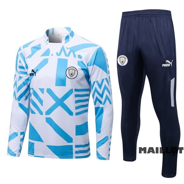 Foot Maillot Pas Cher Survêtements Manchester City 2022 2023 Bleu Blanc