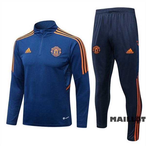 Foot Maillot Pas Cher Survêtements Manchester United 2022 2023 Bleu Orange