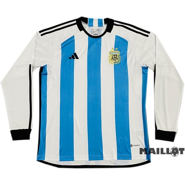 Foot Maillot Pas Cher Thailande Domicile Manches Longues Argentine 2022 Blanc Bleu