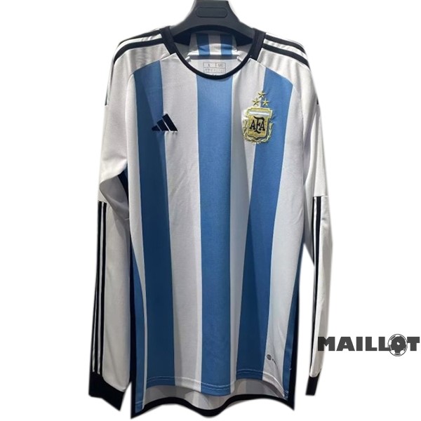 Foot Maillot Pas Cher Thailande Domicile Manches Longues Argentine 3 Stars 2022 Blanc Bleu