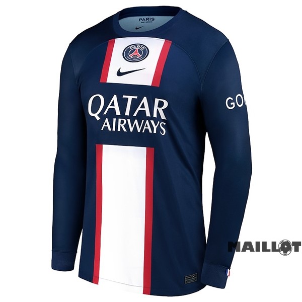 Foot Maillot Pas Cher Thailande Domicile Manches Longues Paris Saint Germain 2022 2023 Bleu