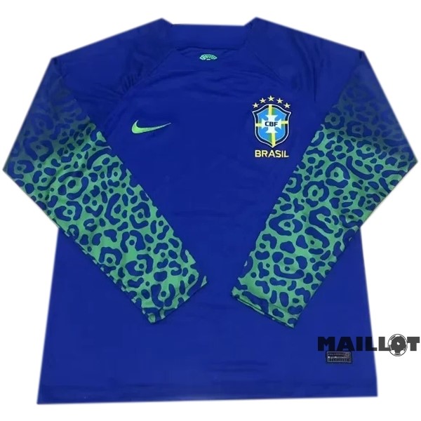 Foot Maillot Pas Cher Thailande Exterieur Manches Longues Brésil 2022 Bleu