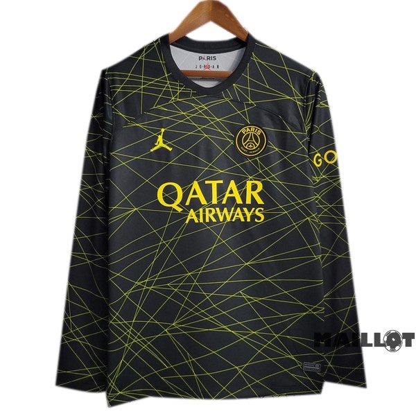 Foot Maillot Pas Cher Thailande Fourth Manches Longues Paris Saint Germain 2022 2023 Noir Jaune