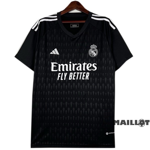 Foot Maillot Pas Cher Thailande Gardien Maillot Real Madrid 2023 2024 Noir