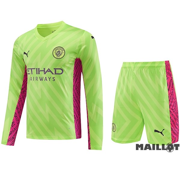 Foot Maillot Pas Cher Thailande Gardien Manches Longues Conjunto De Homme Manchester City 2023 2024 I Vert