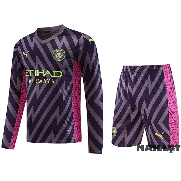 Foot Maillot Pas Cher Thailande Gardien Manches Longues Conjunto De Homme Manchester City 2023 2024 Purpura