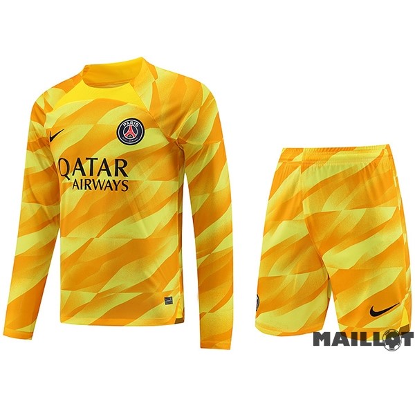 Foot Maillot Pas Cher Thailande Gardien Manches Longues Conjunto De Homme Paris Saint Germain 2023 2024 Jaune