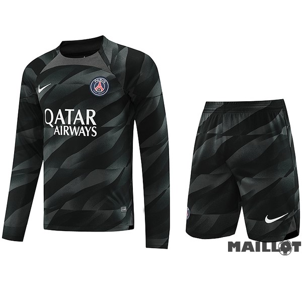 Foot Maillot Pas Cher Thailande Gardien Manches Longues Conjunto De Homme Paris Saint Germain 2023 2024 Noir