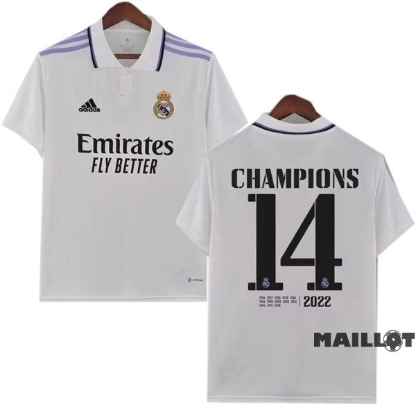 Foot Maillot Pas Cher Thailande NO.14 Champions Domicile Maillot Real Madrid 2022 2023 Blanc